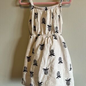 Kids Pineapple Print Dress - White and Navy Toddler Girl Summer Dress 3T